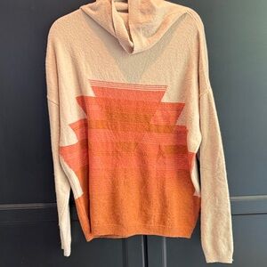 Prana Cream Knit Sweater with orange print